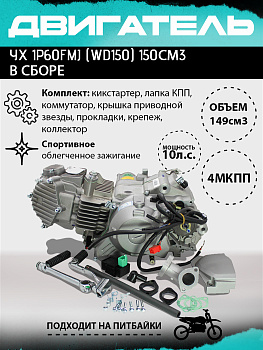 Двигатель в сборе YX 1P60FMJ (WD150) 150 сс